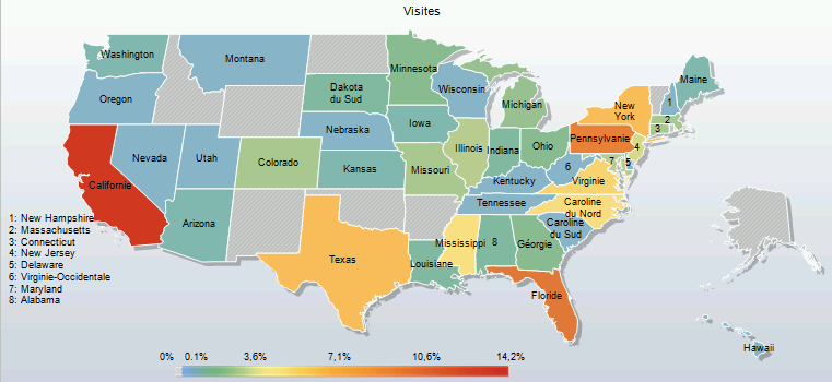 States map of USA visitors